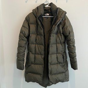 North Face Taupe Green Down Parka  - Like New